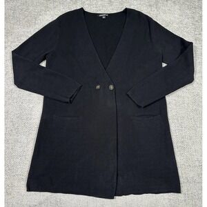 J Crew‎ Mercantile Womens M Double Breasted Sweater Jacket Cardigan Black Read